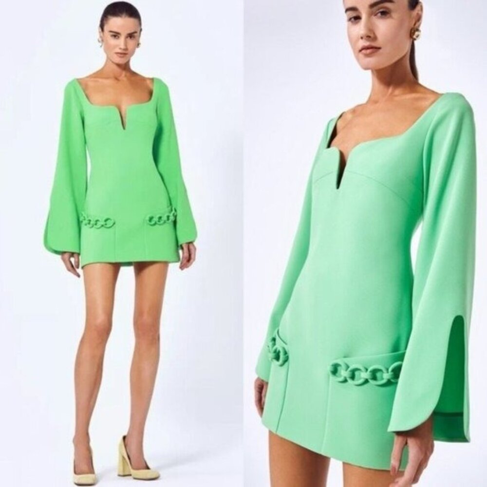 Alexis Chain Clover Green Mini Dress Size L